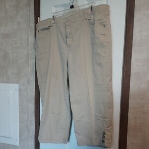 Womens Capri Jeans With Button Embellished Hem